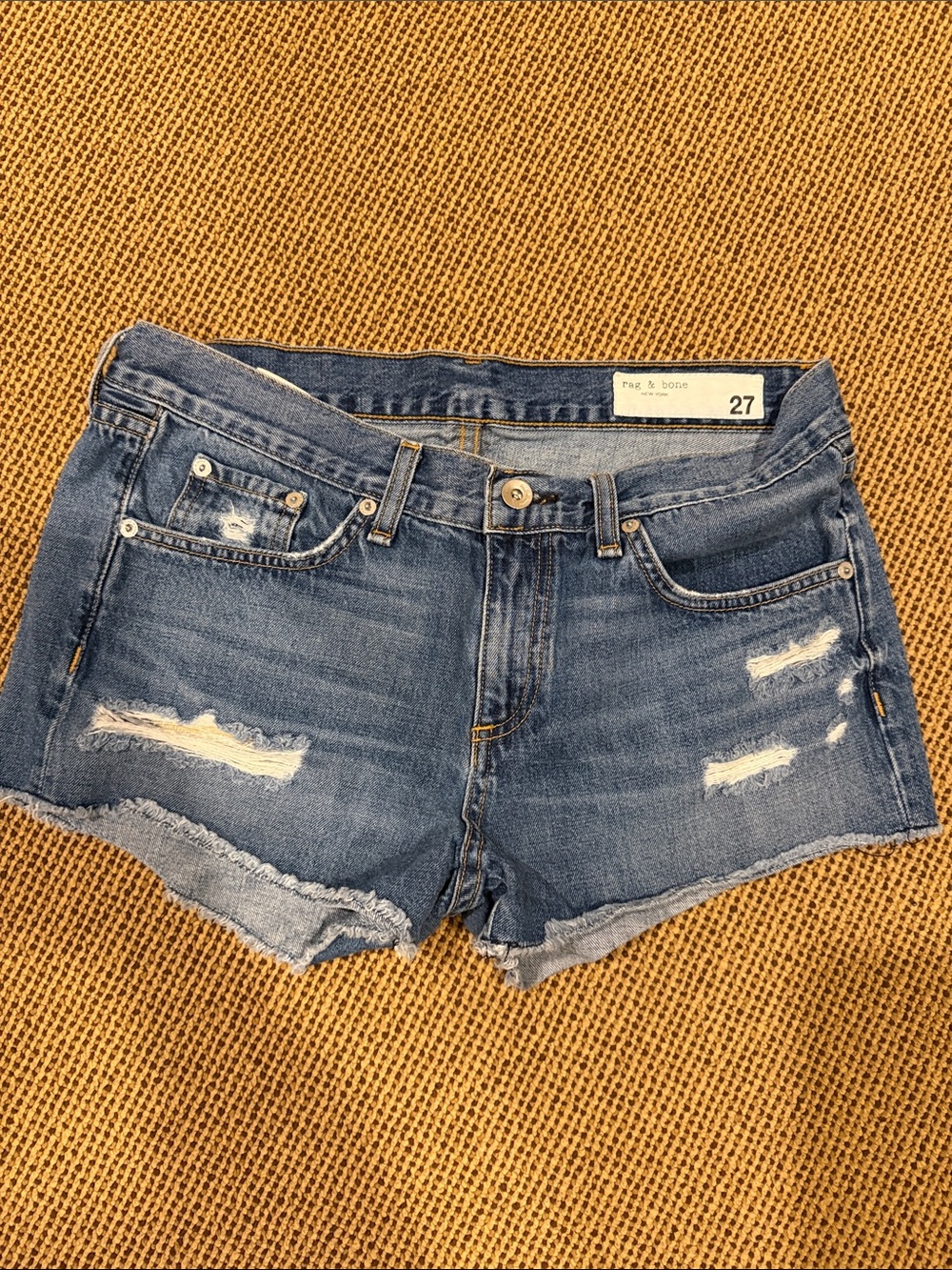 Rag and bone Distressed Cutoff Denim Shorts - Blue